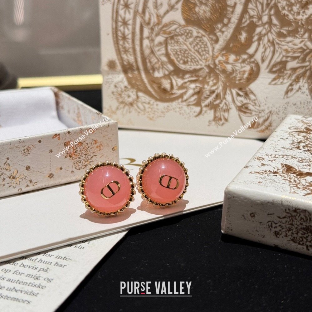 Dior Pink Resin Pearls Tribales Earrings 2024 (YF-24042323)