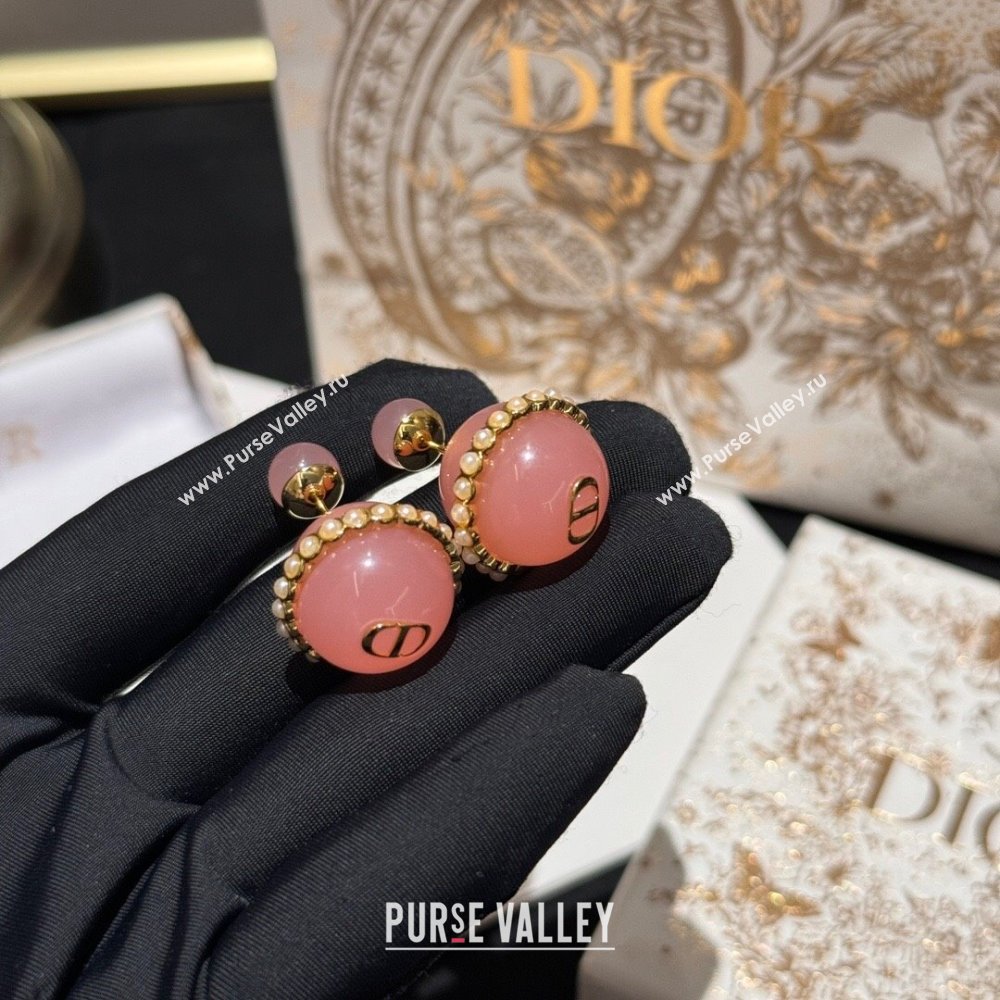 Dior Pink Resin Pearls Tribales Earrings 2024 (YF-24042323)