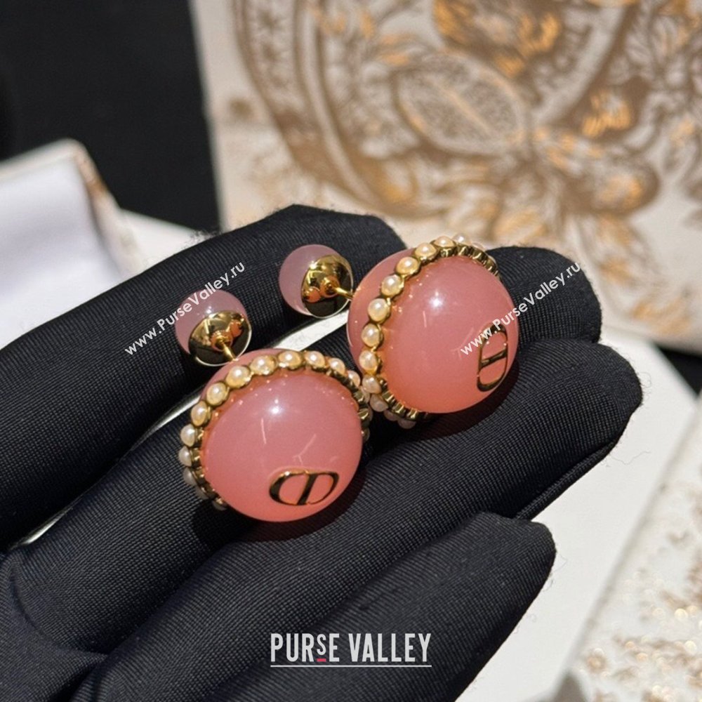 Dior Pink Resin Pearls Tribales Earrings 2024 (YF-24042323)