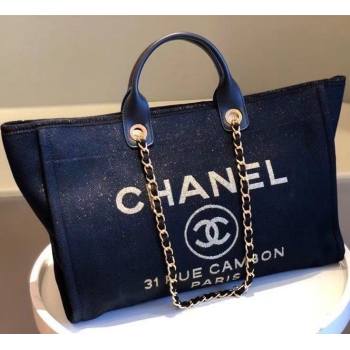 Chanel Deauville Shiny Denim Maxi Shopping Bag A93786 Blue 2021 09 (SM-21031615)