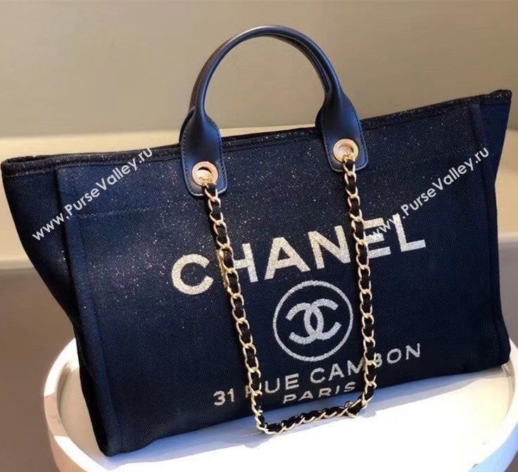 Chanel Deauville Shiny Denim Maxi Shopping Bag A93786 Blue 2021 09 (SM-21031615)