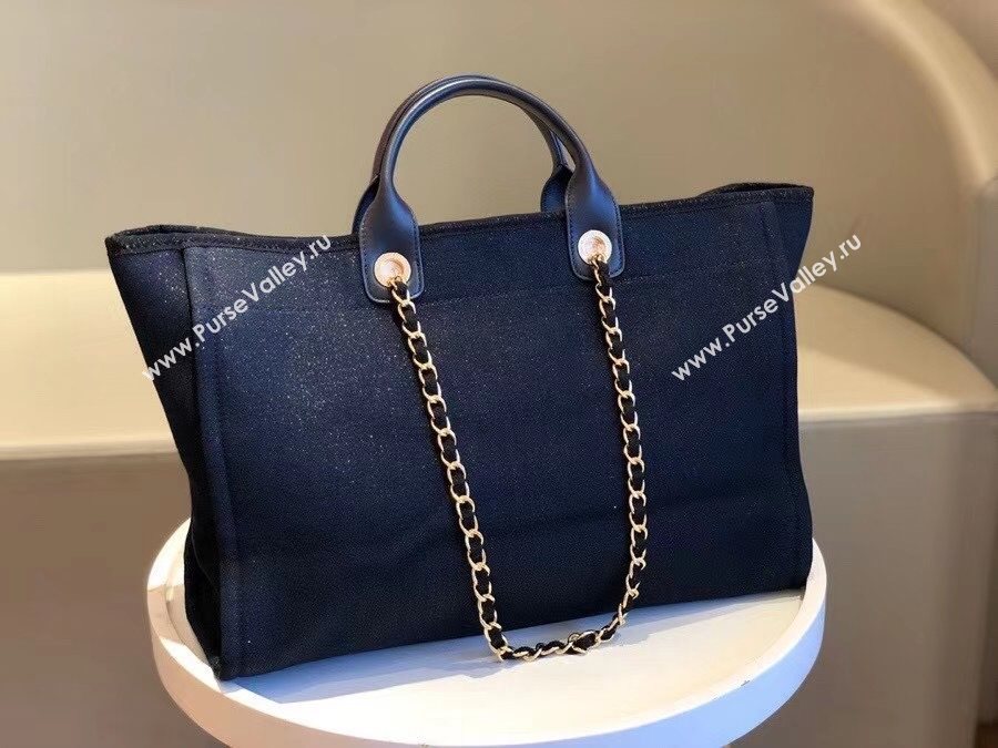 Chanel Deauville Shiny Denim Maxi Shopping Bag A93786 Blue 2021 09 (SM-21031615)