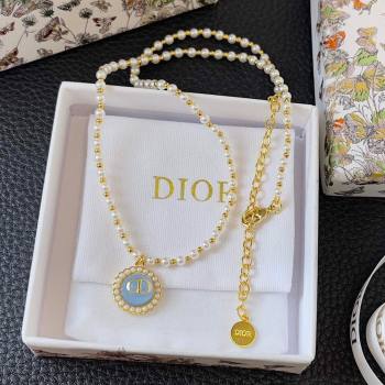 Dior Petit CD Baroque Necklace with Blue Glass 2024 (YF-24042320)
