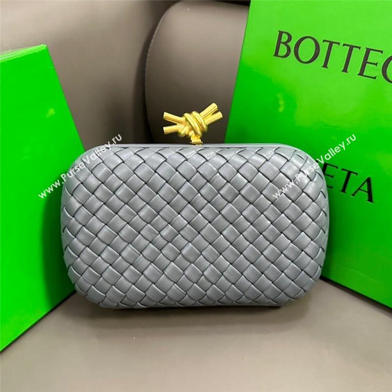 Bottega Veneta Knot Minaudiere Clutch in Padded Intreccio Leather 717622 Grey 2023 (MS-23101308)