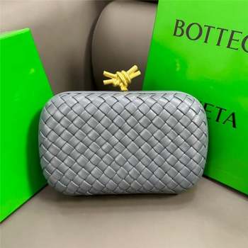 Bottega Veneta Knot Minaudiere Clutch in Padded Intreccio Leather 717622 Grey 2023 (MS-23101308)