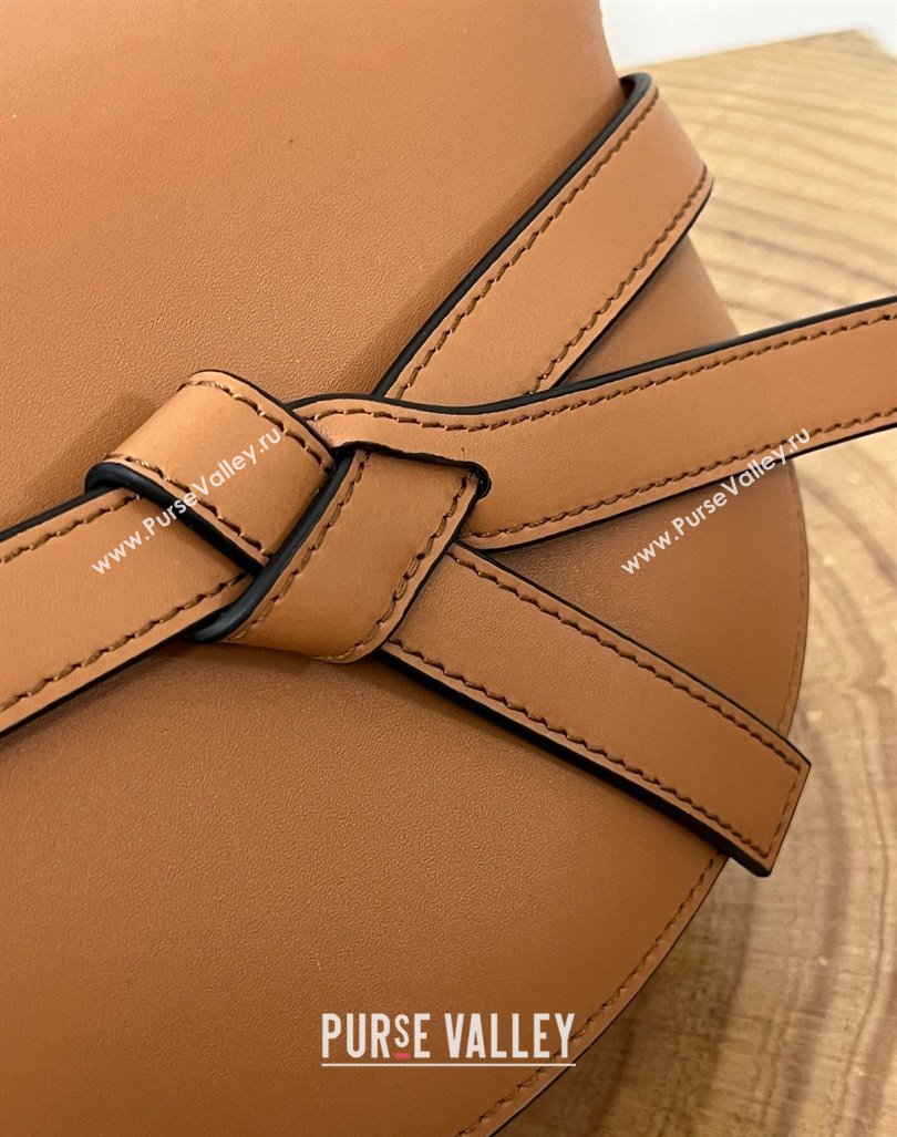 Loewe Small Gate Dual Bag in Soft Calfskin and Jacquard Strap Caramel 2024 Top (KK-24060312)