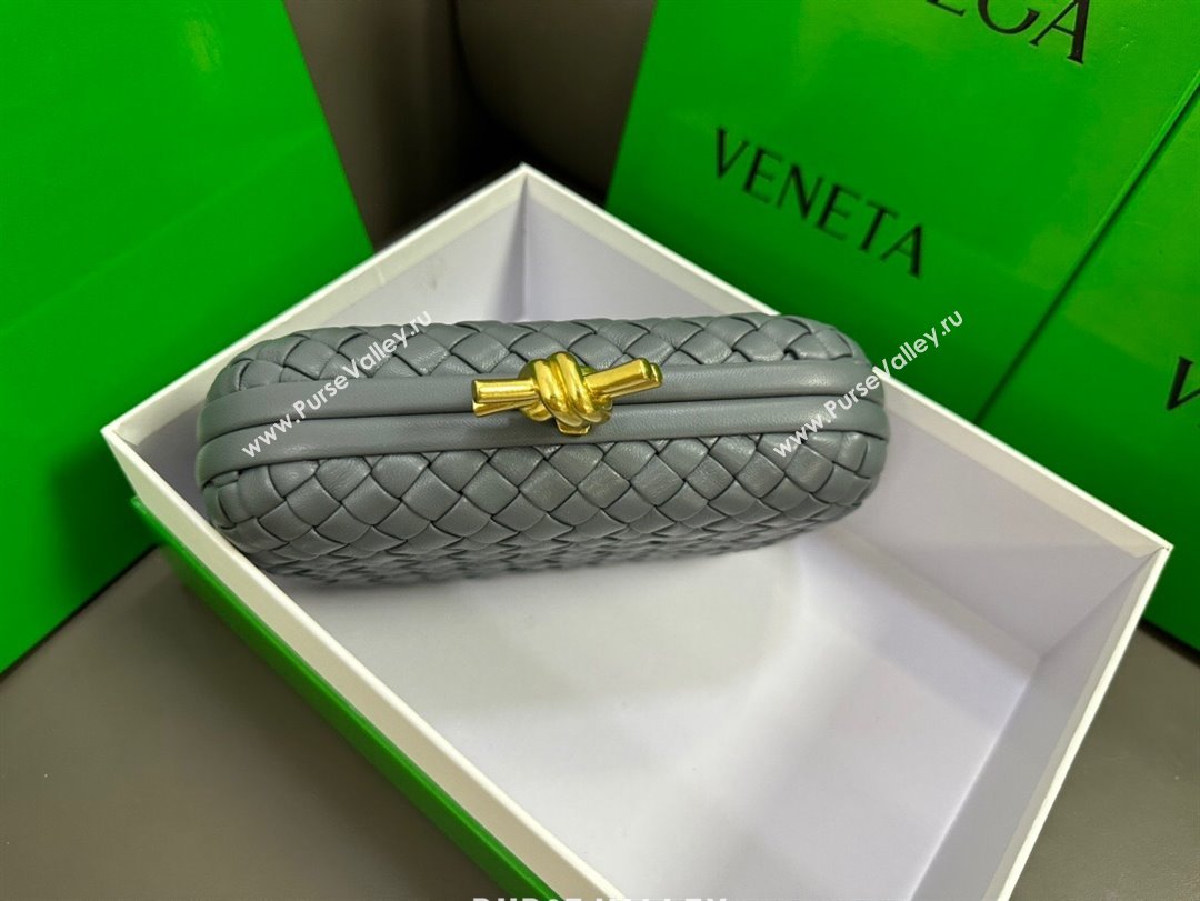 Bottega Veneta Knot Minaudiere Clutch in Padded Intreccio Leather 717622 Grey 2023 (MS-23101308)