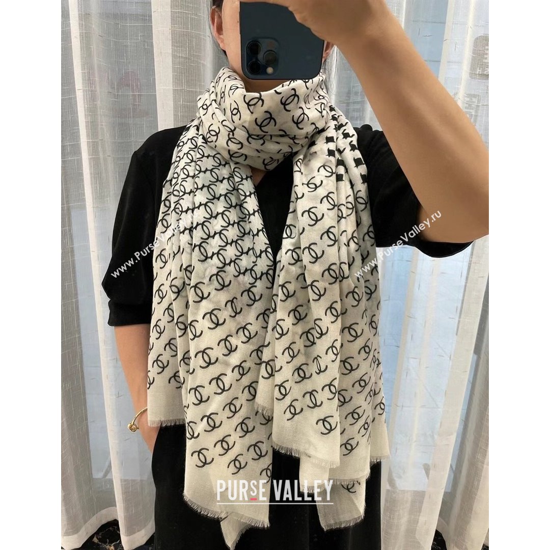 Chanel Cashmere Long Scarf CS01 White 2021 (A-210903067)