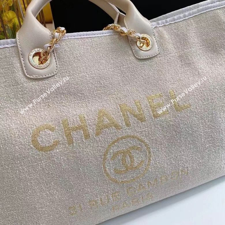 Chanel Deauville Towel Fabric Maxi Shopping Bag A93786 White 2021 10 (SM-21031616)