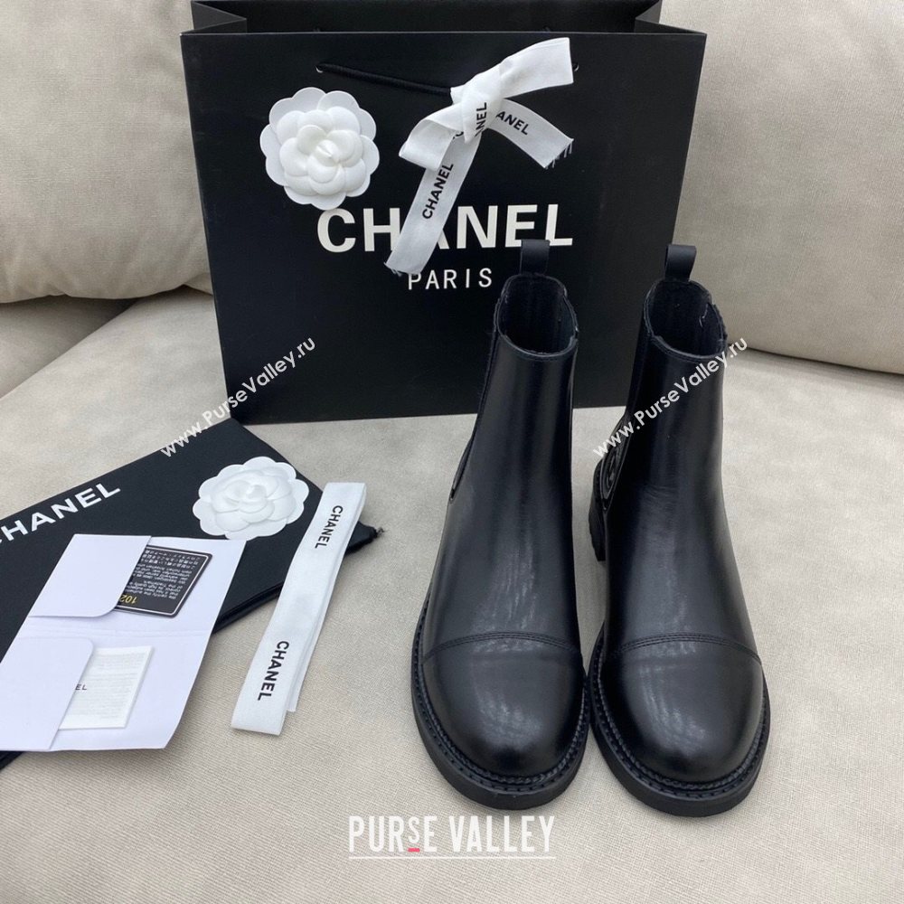 Chanel Calfskin Short Boots 405 All Black 2020 (DLY-20120429)