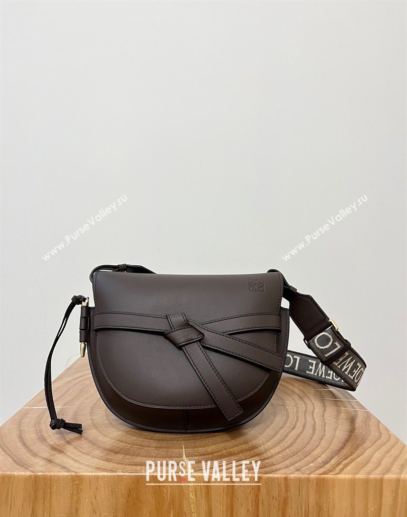 Loewe Small Gate Dual Bag in Soft Calfskin and Jacquard Strap Coffee 2024 Top (KK-24060315)