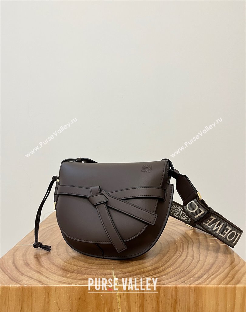 Loewe Small Gate Dual Bag in Soft Calfskin and Jacquard Strap Coffee 2024 Top (KK-24060315)