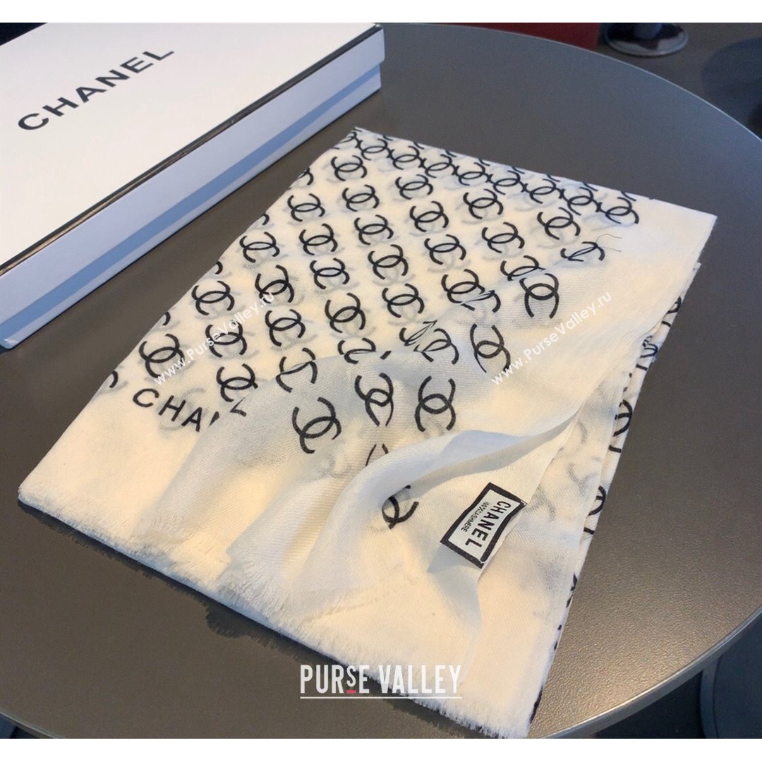 Chanel Cashmere Long Scarf CS01 White 2021 (A-210903067)