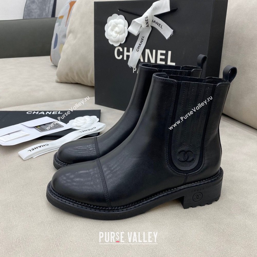 Chanel Calfskin Short Boots 405 All Black 2020 (DLY-20120429)