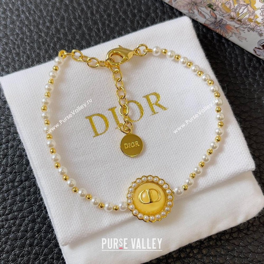 Dior Petit CD Baroque Bracelet with Yellow Glass 2024 (YF-24042319)