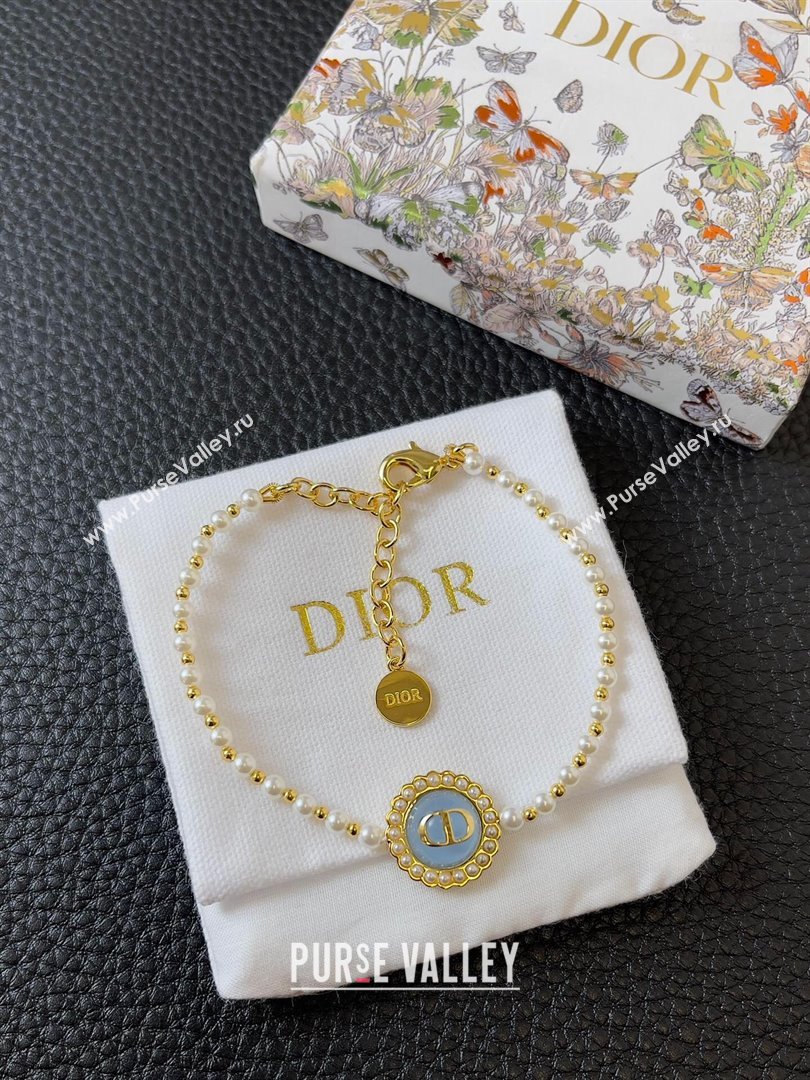 Dior Petit CD Baroque Bracelet with Blue Glass 2024 (YF-24042318)