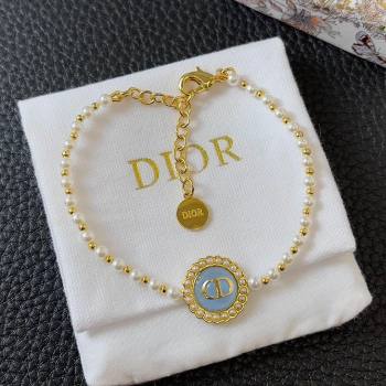 Dior Petit CD Baroque Bracelet with Blue Glass 2024 (YF-24042318)