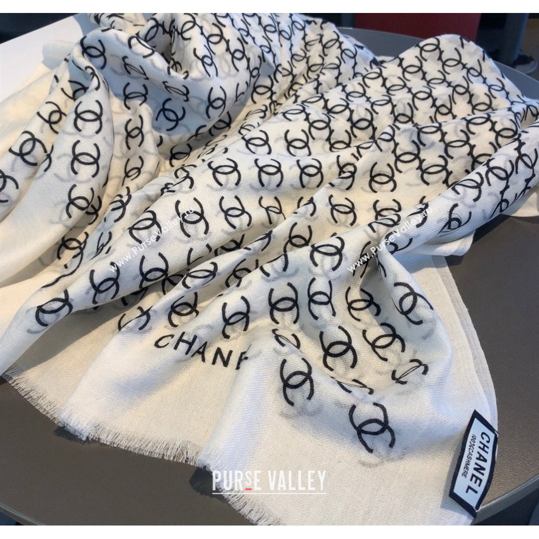 Chanel Cashmere Long Scarf CS01 White 2021 (A-210903067)