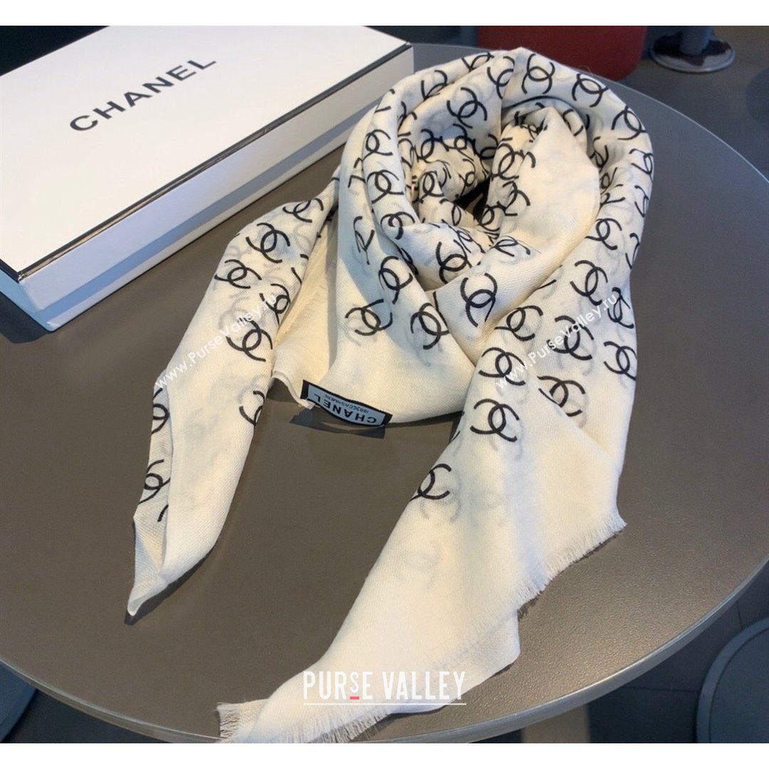 Chanel Cashmere Long Scarf CS01 White 2021 (A-210903067)