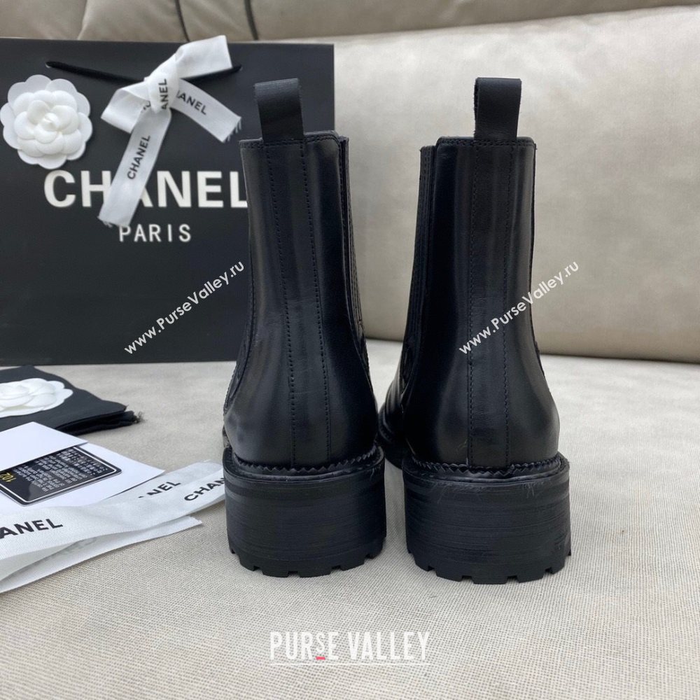 Chanel Calfskin Short Boots 405 All Black 2020 (DLY-20120429)