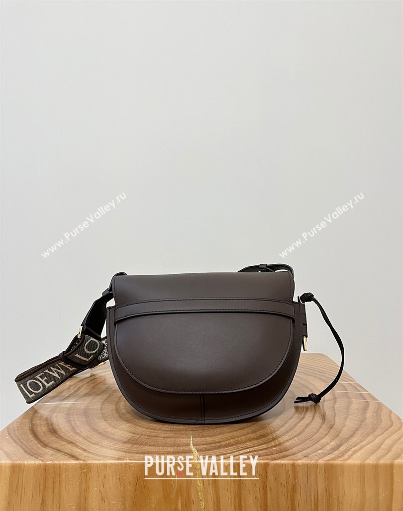 Loewe Small Gate Dual Bag in Soft Calfskin and Jacquard Strap Coffee 2024 Top (KK-24060315)