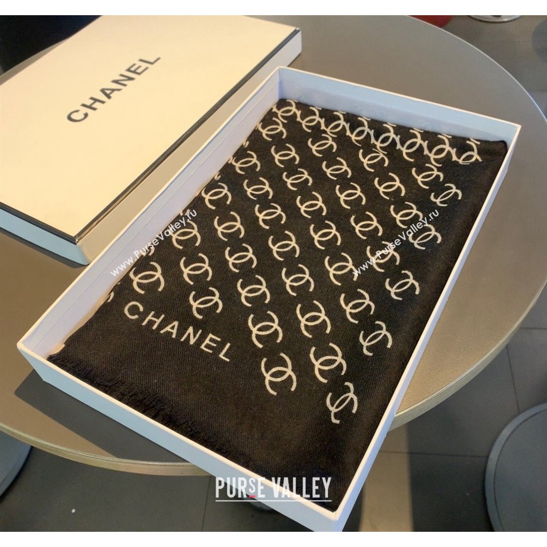 Chanel Cashmere Long Scarf CS02 Black 2021 (A-210903068)