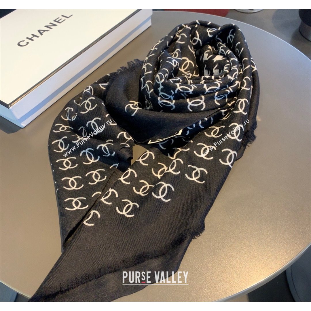 Chanel Cashmere Long Scarf CS02 Black 2021 (A-210903068)