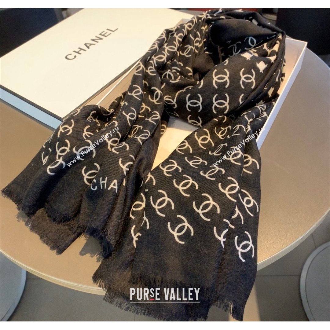 Chanel Cashmere Long Scarf CS02 Black 2021 (A-210903068)