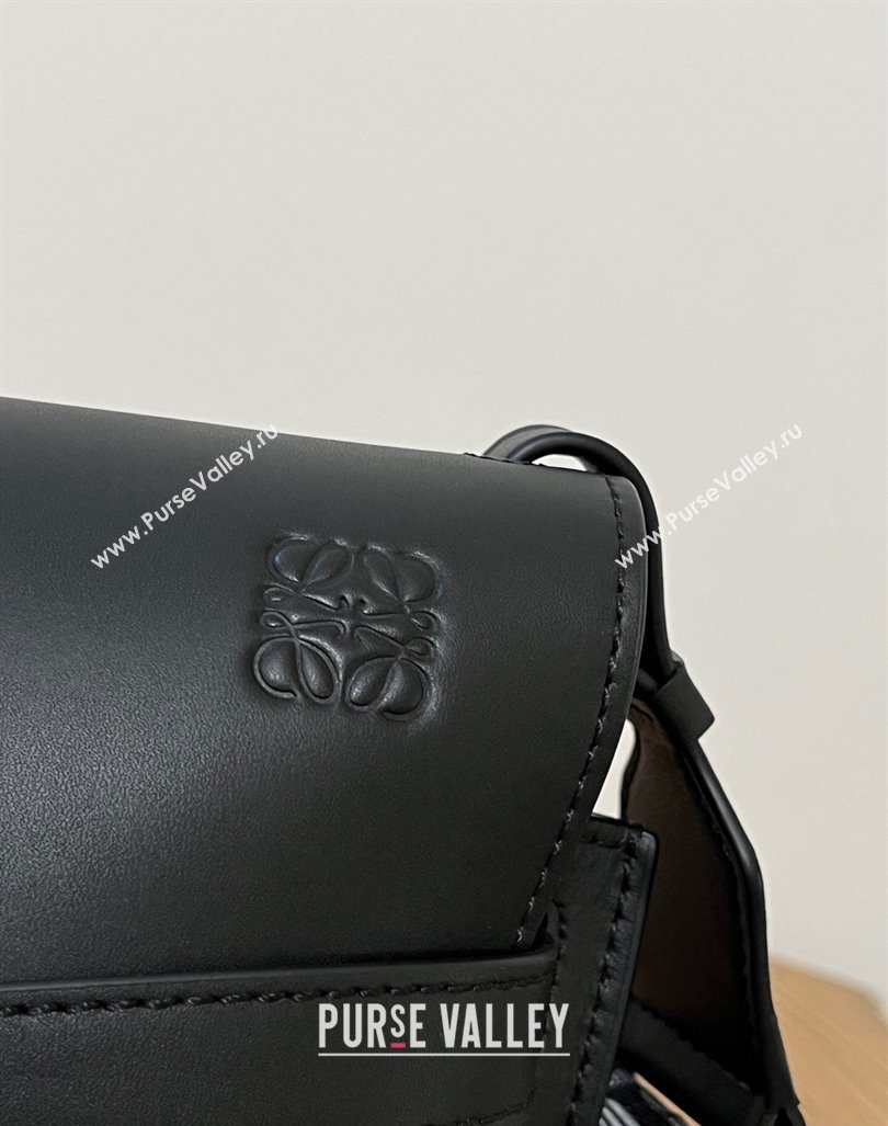 Loewe Small Gate Dual Bag in Soft Calfskin and Jacquard Strap Black 2024 Top (KK-24060316 )