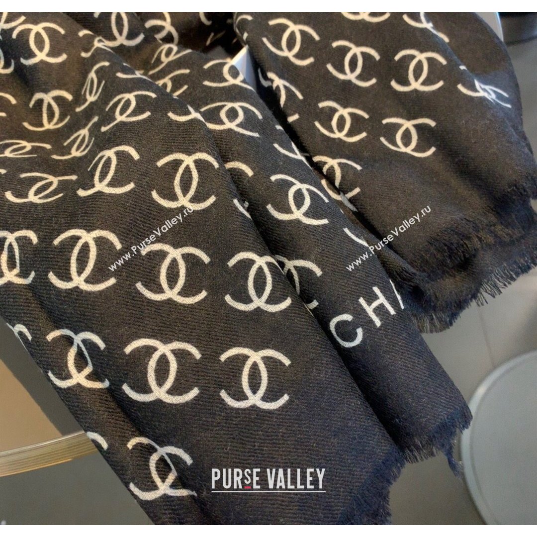 Chanel Cashmere Long Scarf CS02 Black 2021 (A-210903068)