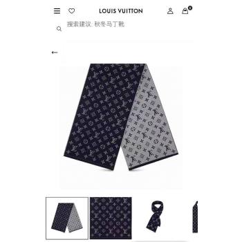 Louis Vuitton Monogram Denim Scarf M76245 CS03 Navy Blue 2021 (A-210903069)