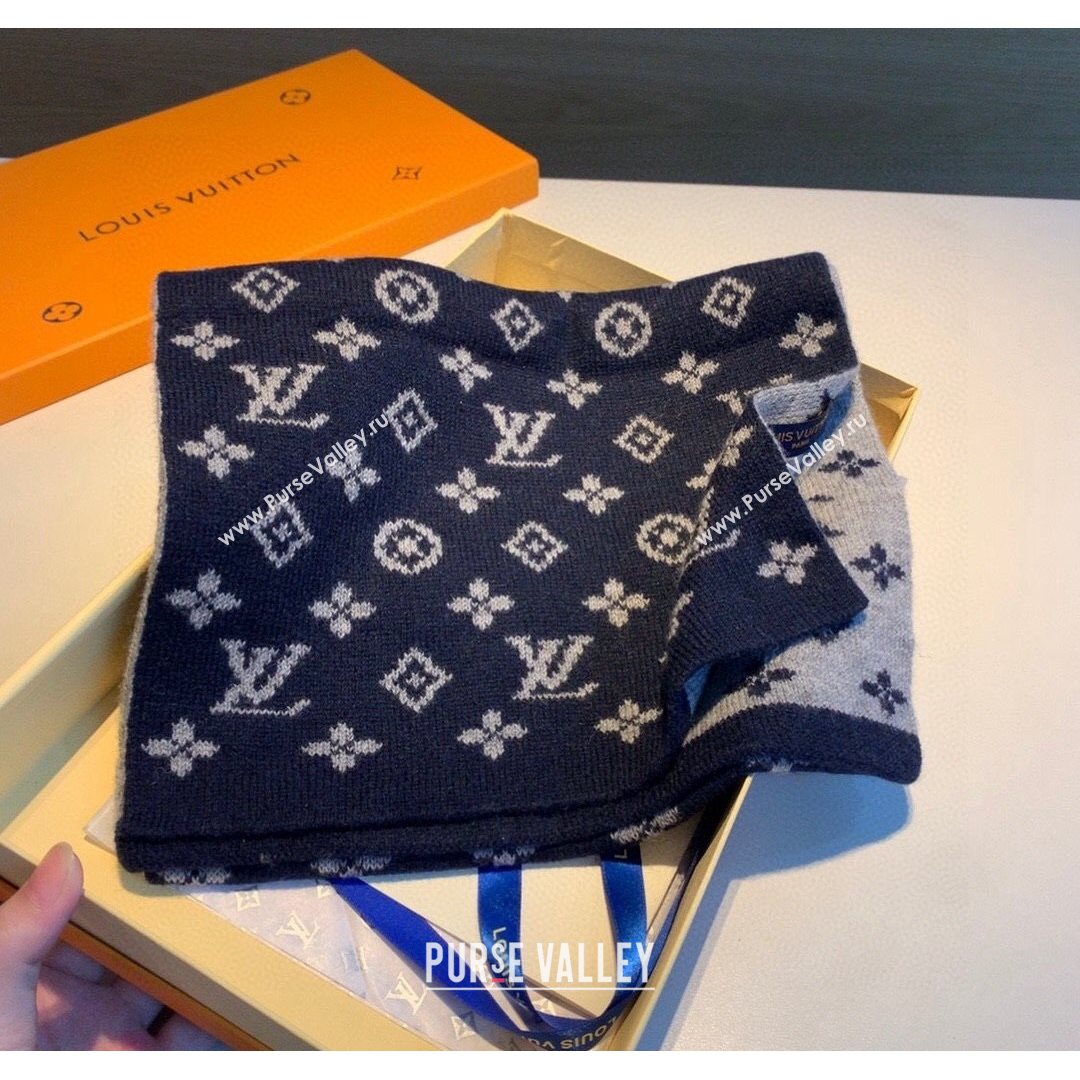 Louis Vuitton Monogram Denim Scarf M76245 CS03 Navy Blue 2021 (A-210903069)