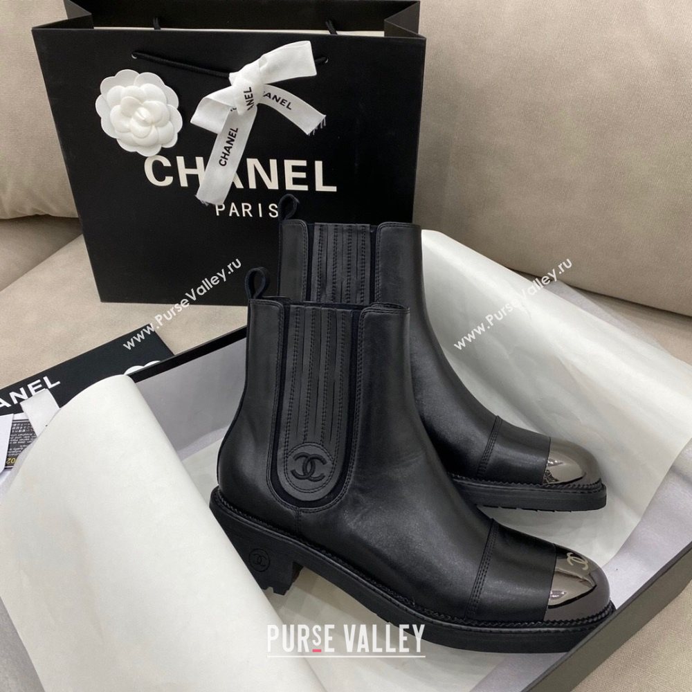 Chanel Calfskin Short Boots 405 Black/Silver 2020 (DLY-20120431)