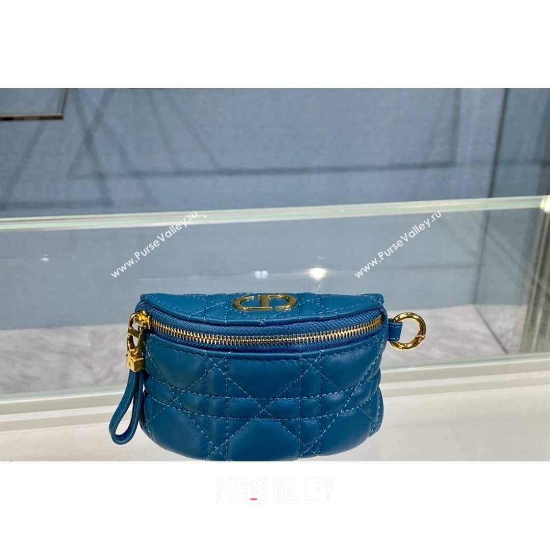 Dior 30 Montaigne Coin Purse Wallet in Blue Supple Cannage Calfskin 2021 (BINF-21090826)