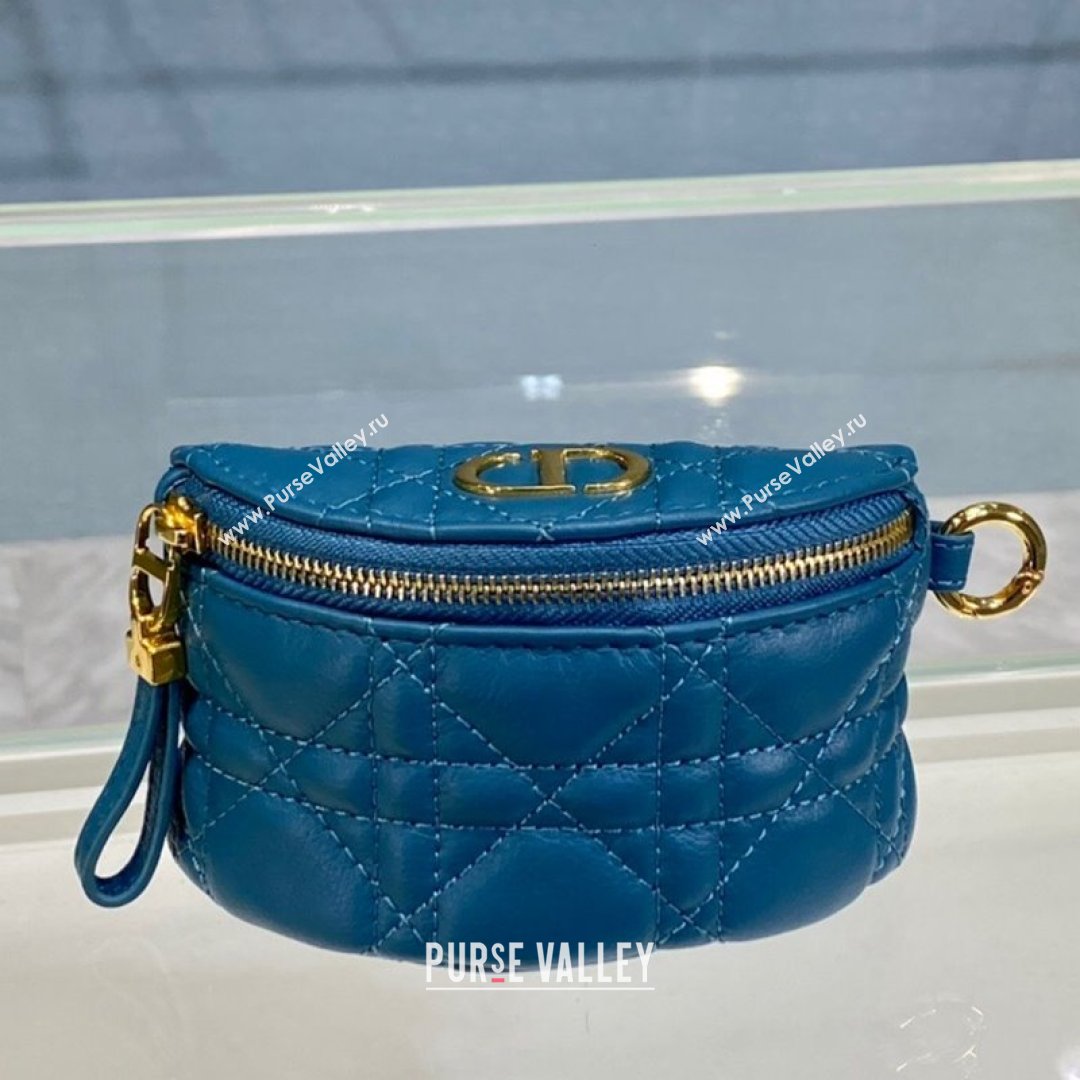 Dior 30 Montaigne Coin Purse Wallet in Blue Supple Cannage Calfskin 2021 (BINF-21090826)