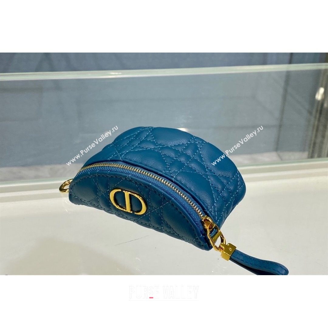 Dior 30 Montaigne Coin Purse Wallet in Blue Supple Cannage Calfskin 2021 (BINF-21090826)