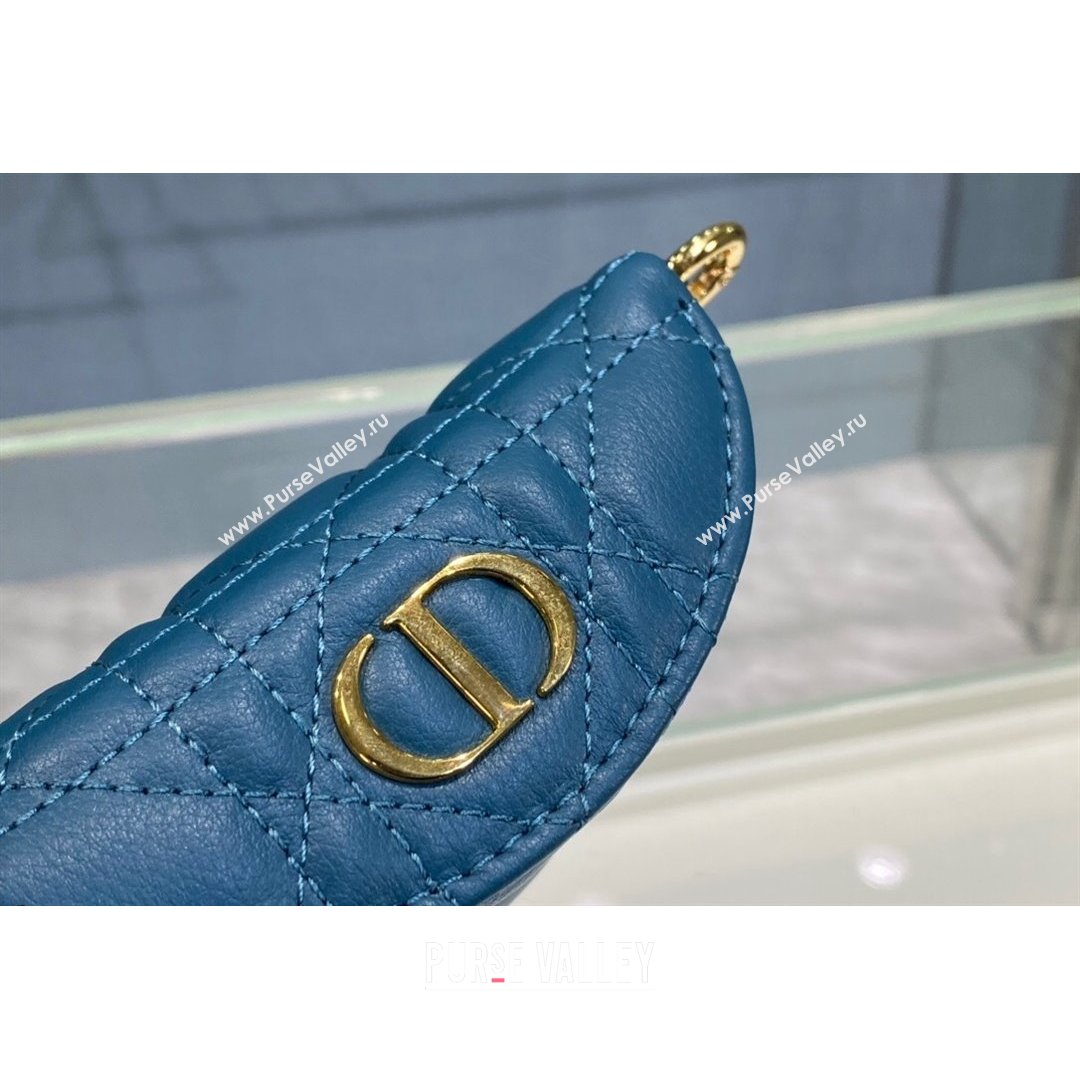 Dior 30 Montaigne Coin Purse Wallet in Blue Supple Cannage Calfskin 2021 (BINF-21090826)