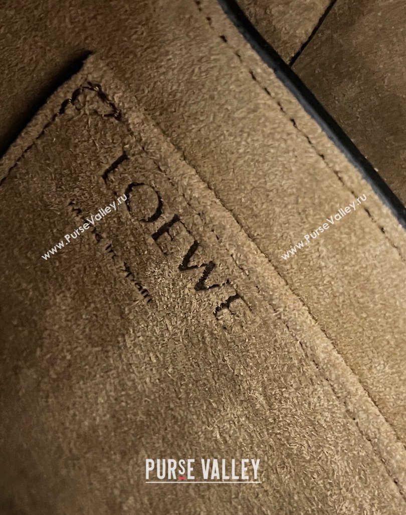 Loewe Small Gate Dual Bag in Soft Calfskin and Jacquard Strap Autumn Green 2024 Top (KK-24060308)