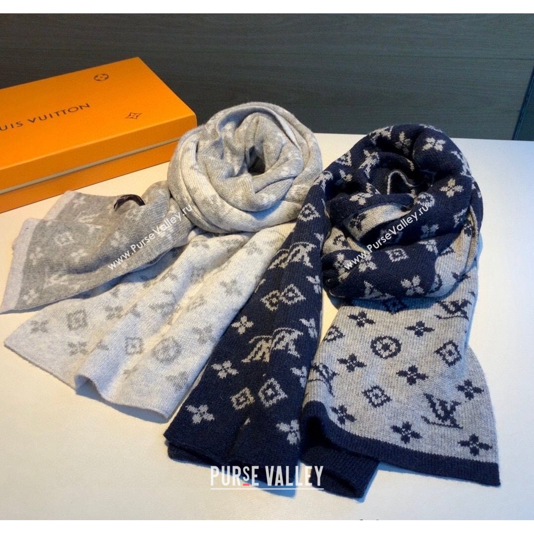 Louis Vuitton Monogram Denim Scarf M76246 CS04 Grey 2021 (A-210903070)