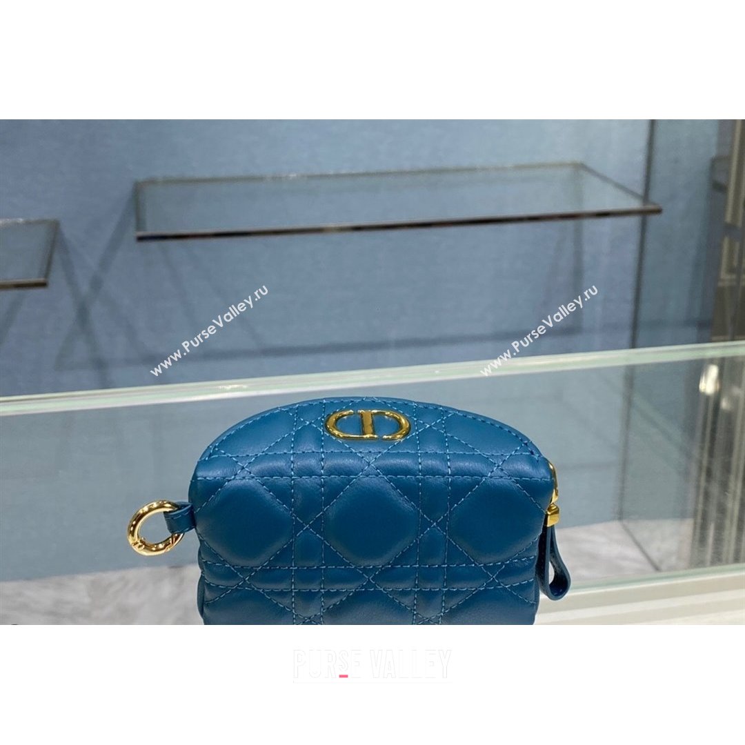 Dior 30 Montaigne Coin Purse Wallet in Blue Supple Cannage Calfskin 2021 (BINF-21090826)