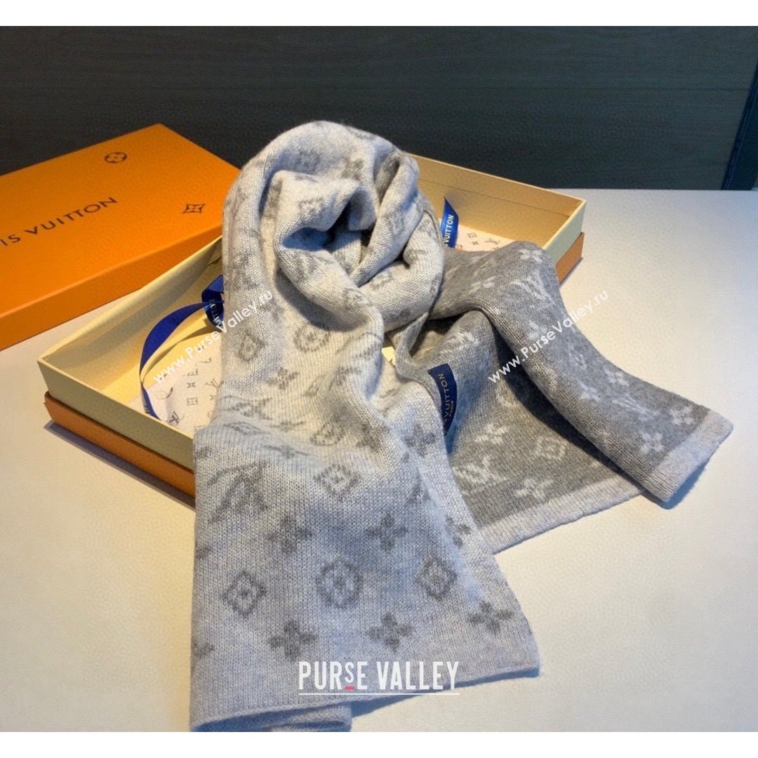 Louis Vuitton Monogram Denim Scarf M76246 CS04 Grey 2021 (A-210903070)