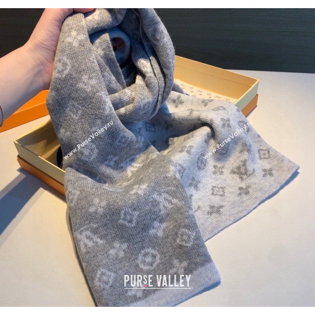 Louis Vuitton Monogram Denim Scarf M76246 CS04 Grey 2021 (A-210903070)