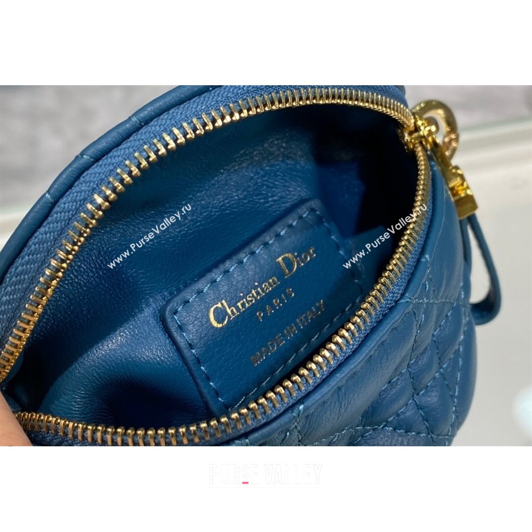 Dior 30 Montaigne Coin Purse Wallet in Blue Supple Cannage Calfskin 2021 (BINF-21090826)