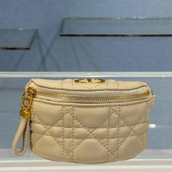 Dior 30 Montaigne Coin Purse Wallet in Beige Supple Cannage Calfskin 2021 (BINF-21090827)