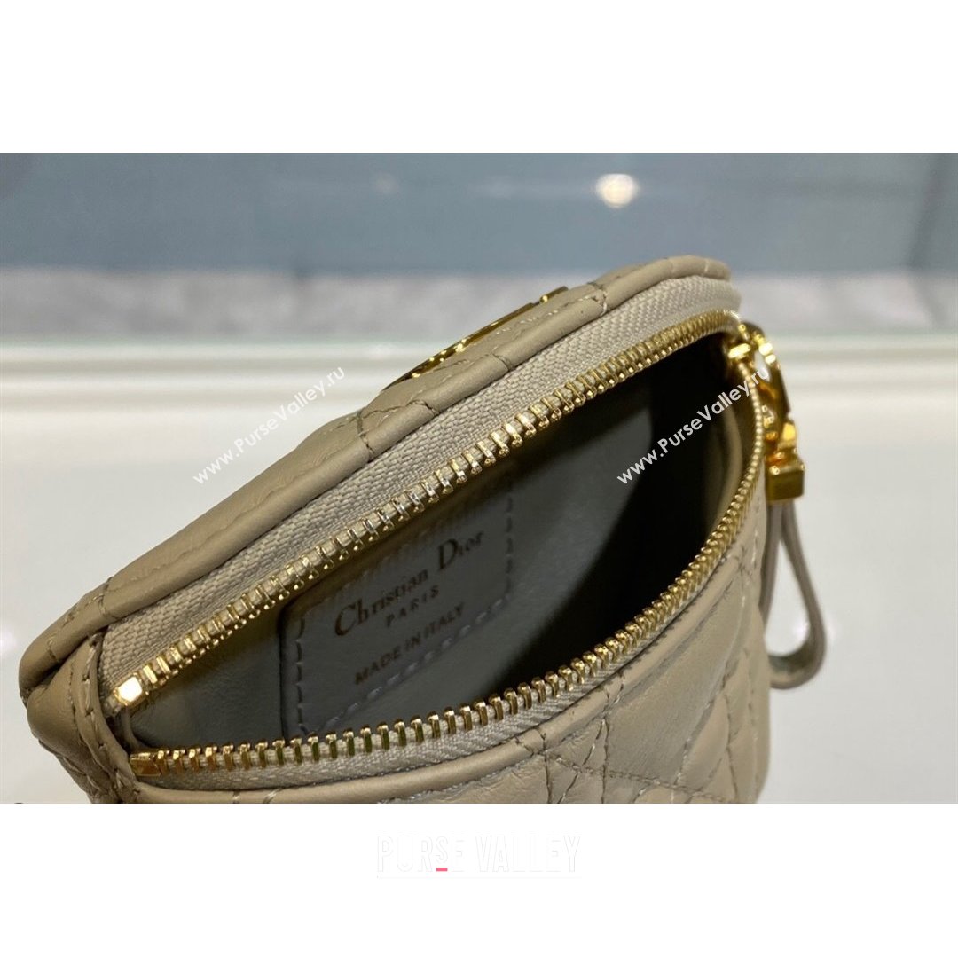 Dior 30 Montaigne Coin Purse Wallet in Beige Supple Cannage Calfskin 2021 (BINF-21090827)