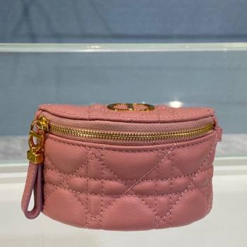 Dior 30 Montaigne Coin Purse Wallet in Pink Supple Cannage Calfskin 2021 (BINF-21090828)