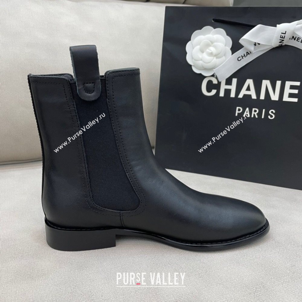 Chanel Camellia Calfskin Short Boots 405 Black 2020 (DLY-20120433)