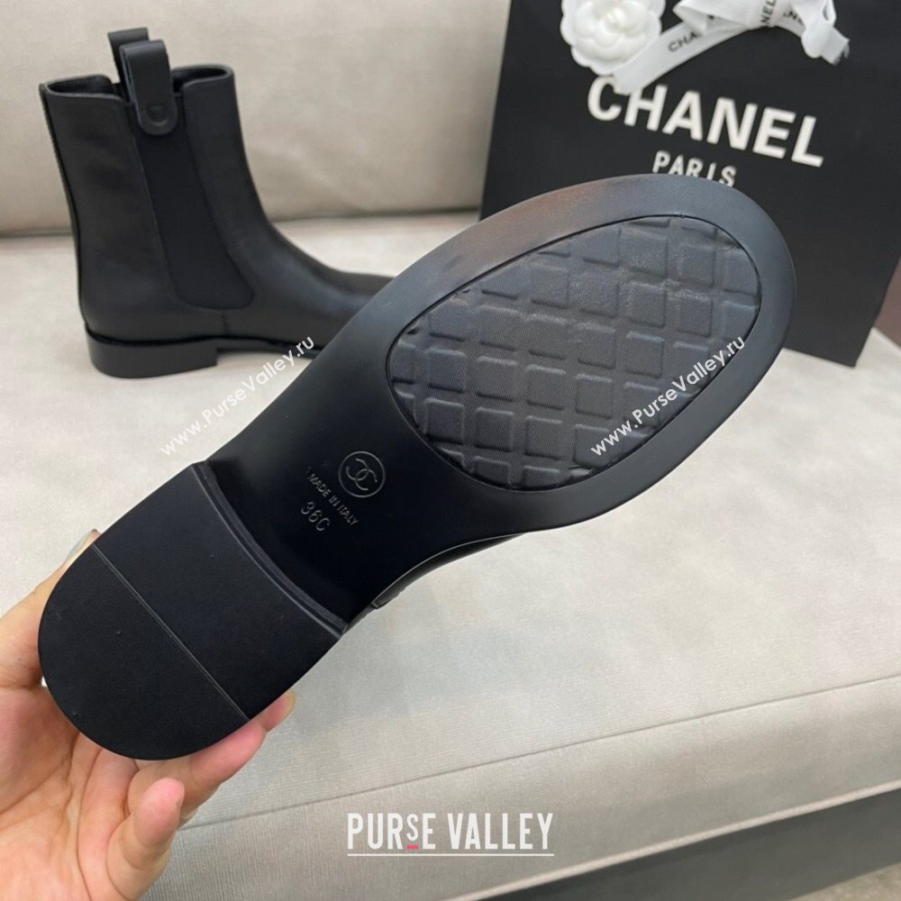 Chanel Camellia Calfskin Short Boots 405 Black 2020 (DLY-20120433)