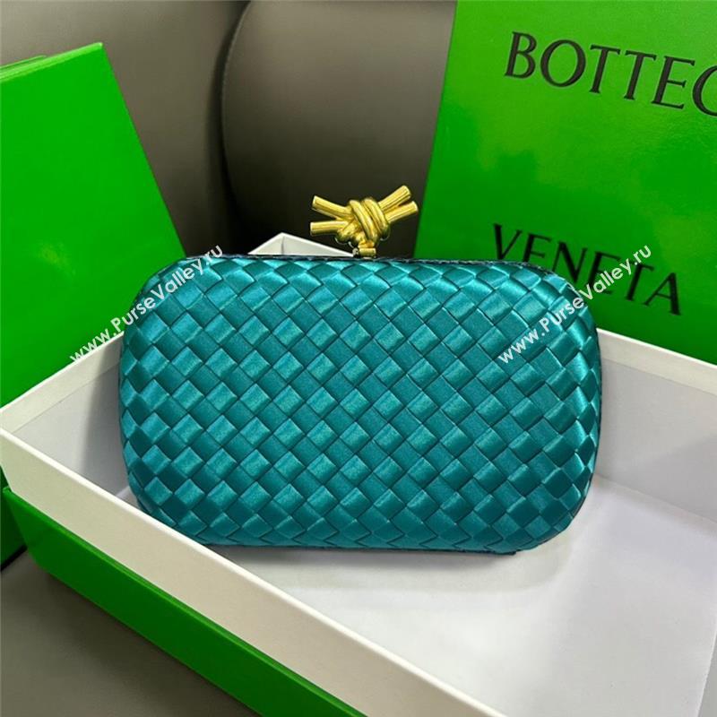 Bottega Veneta Knot Minaudiere Clutch in Intreccio Fabric 717622 Cyan 2023 (MS-23101326)