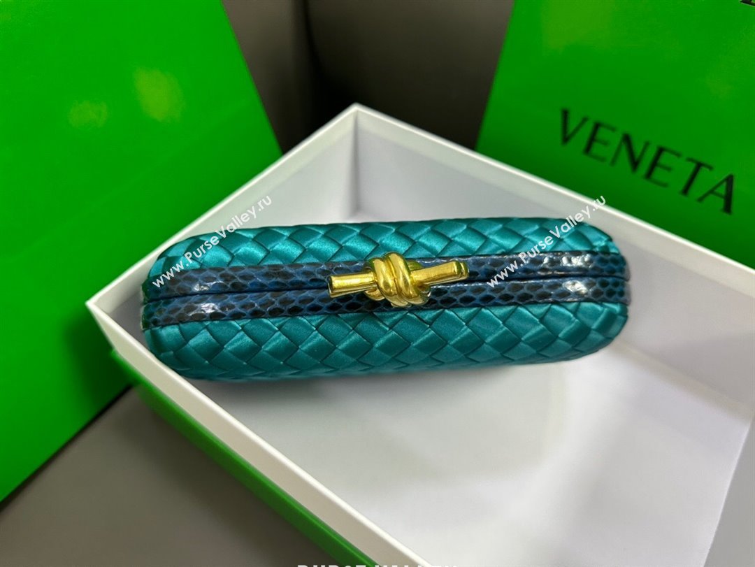 Bottega Veneta Knot Minaudiere Clutch in Intreccio Fabric 717622 Cyan 2023 (MS-23101326)